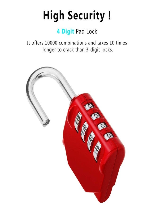 JUSTAKEIT Digit Number Locks for Luggage Bag Travelling Password Locks Combination | Padlock Lock for Home/Shop/Office/Store/Farmhouse Luggage Lock | Luggage Bag (Red-4DLock) - Image 3